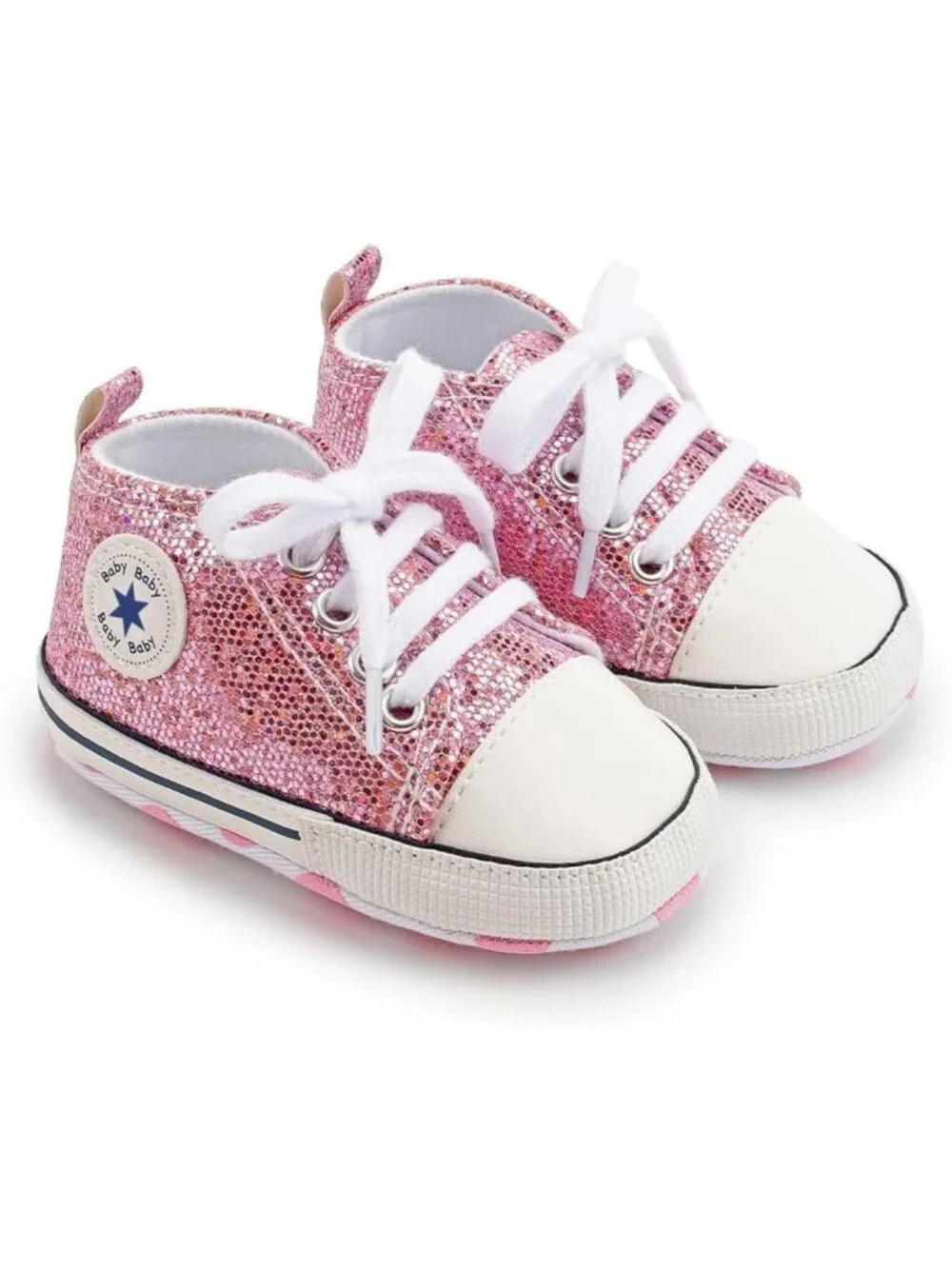 Unisex Baby High-Top Canvas Sneakers, Anti-Slip Soft Sole for First Walkers